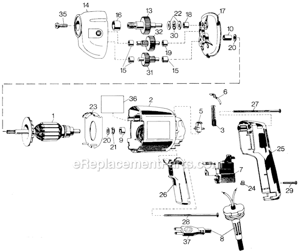 Page A Diagram and Parts List for 7254-91 Type 1 Black and Decker Electric Drill